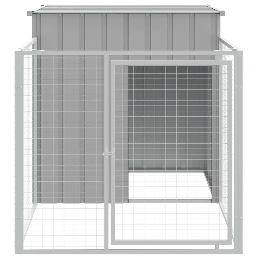 Vidaxl hondenhok met ren lichtgrijs 110x201x110 cm gegalvaniseerd staal