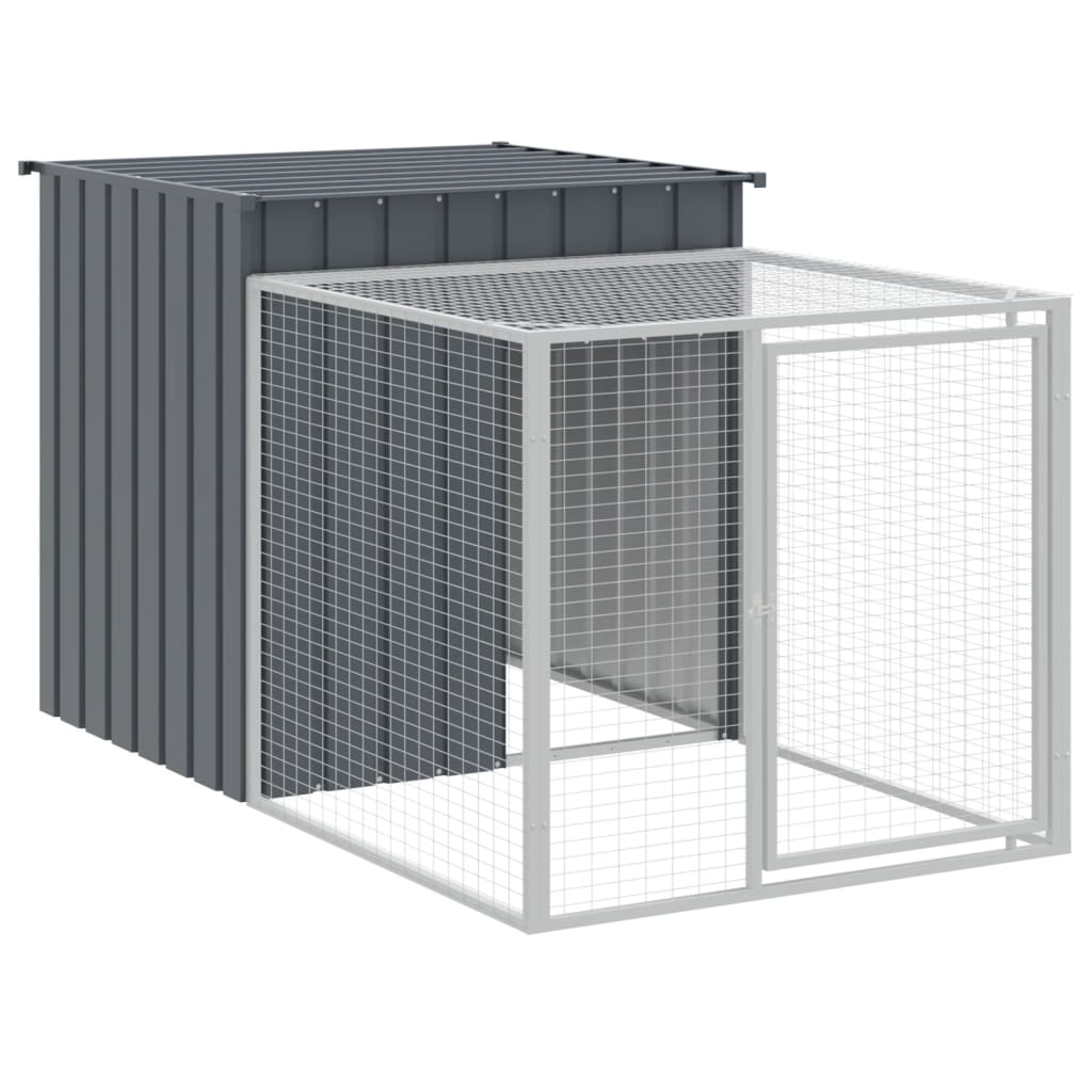Vidaxl kippenhok met ren antraciet 110x201x110 cm gegalvaniseerd staal