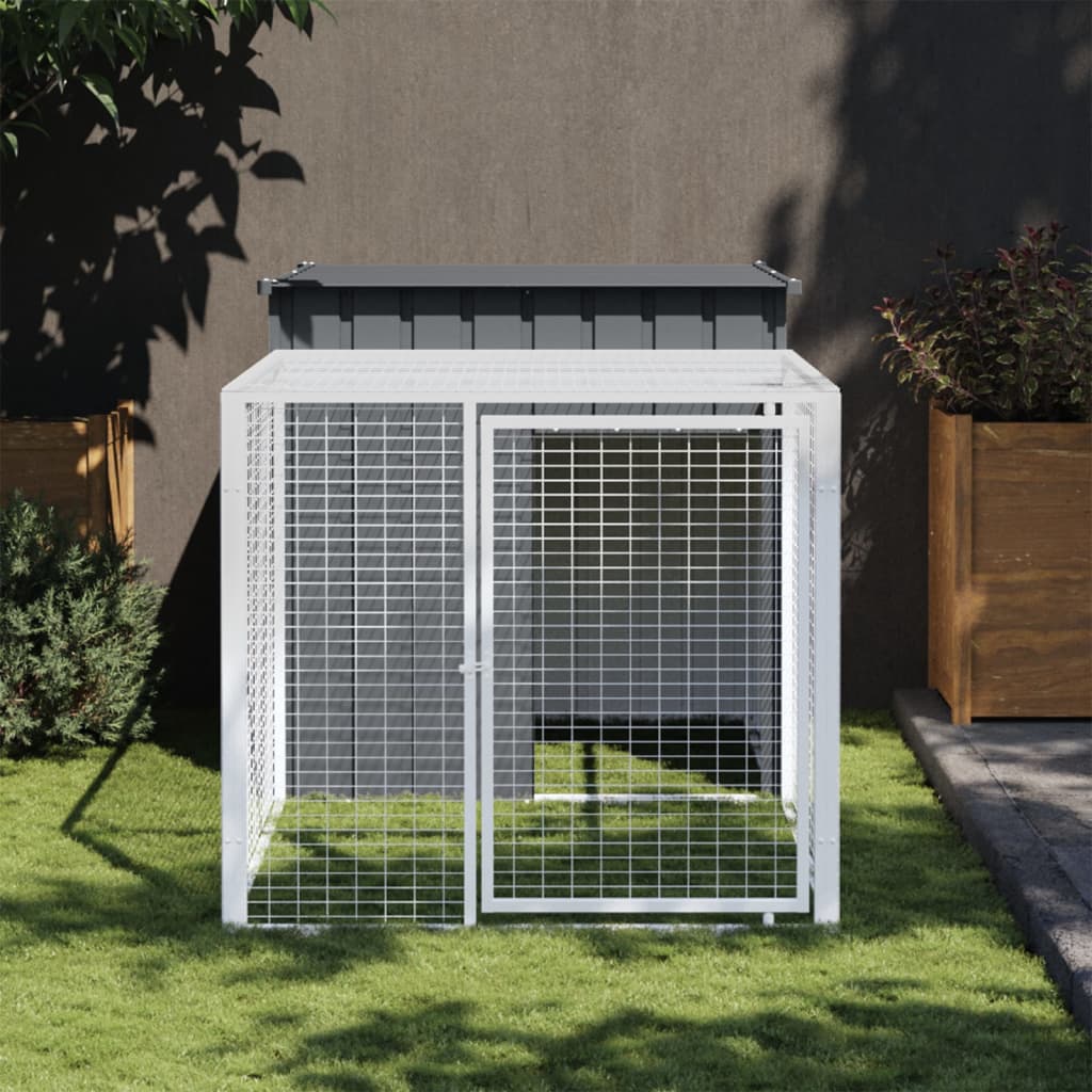Vidaxl kippenhok met ren antraciet 110x201x110 cm gegalvaniseerd staal