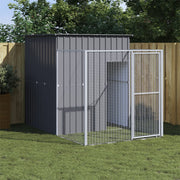 VidaXL Hondenhok met ren 165x251x181 cm gegalvaniseerd staal antraciet - afbeelding 1