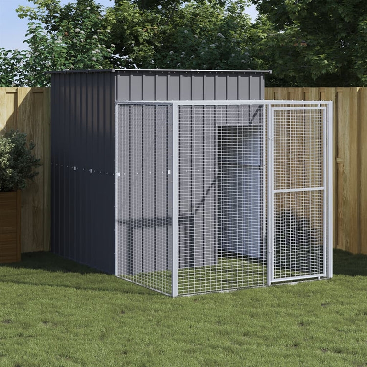 VidaXL Kippenhok met ren 165x251x181 cm gegalvaniseerd staal antraciet