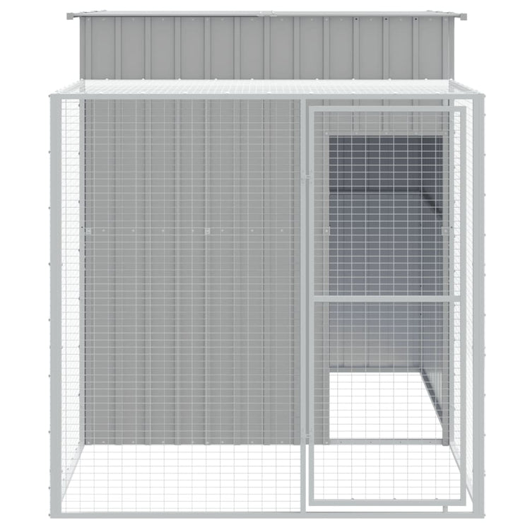VidaXL Kippenhok met ren 165x251x181 cm gegalvaniseerd staal grijs