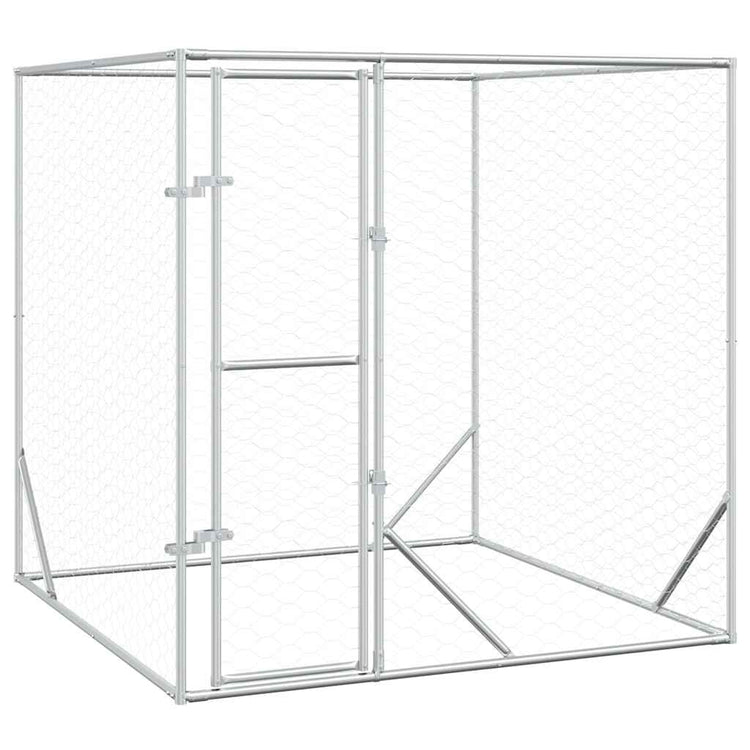 Vidaxl hondenkennel voor buiten 2x2x2 m gegalvaniseerd staal zilver