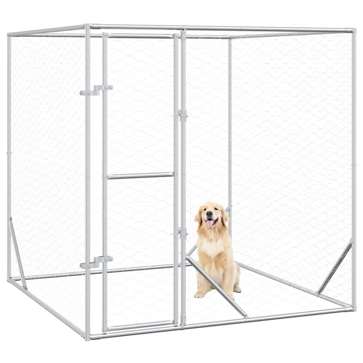 Vidaxl hondenkennel voor buiten 2x2x2 m gegalvaniseerd staal zilver