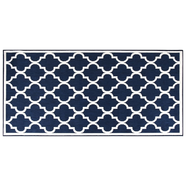 Vidaxl buitenkleed omkeerbaar 80x150 cm marineblauw en wit