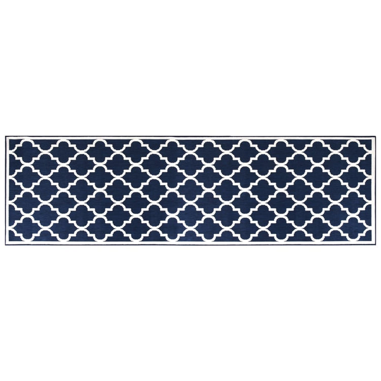 Vidaxl buitenkleed omkeerbaar 80x250 cm marineblauw en wit