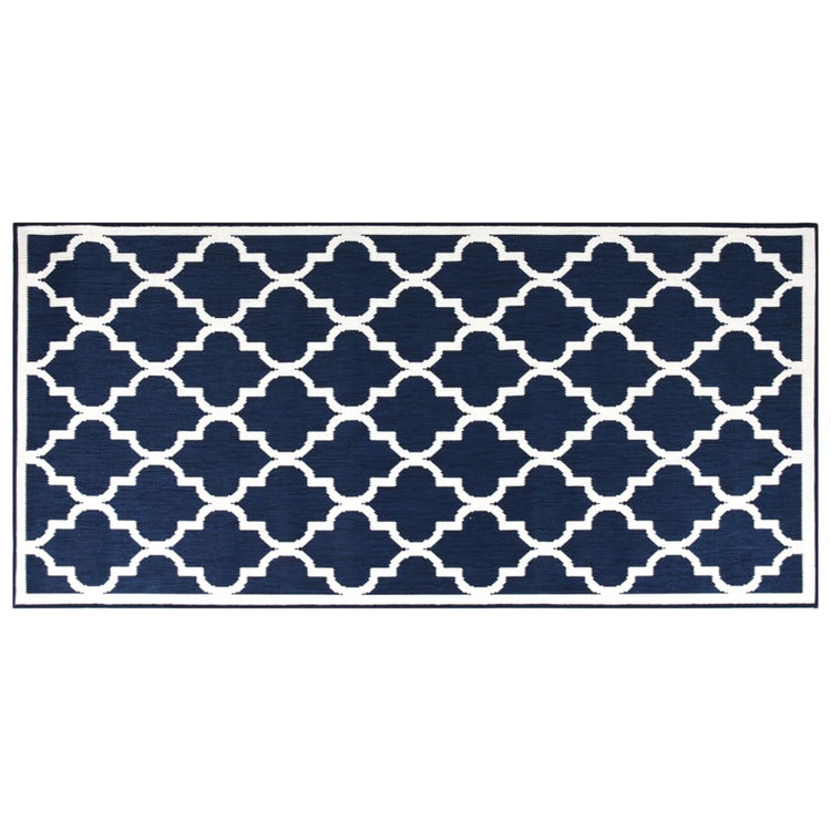 Vidaxl buitenkleed omkeerbaar 100x200 cm marineblauw en wit