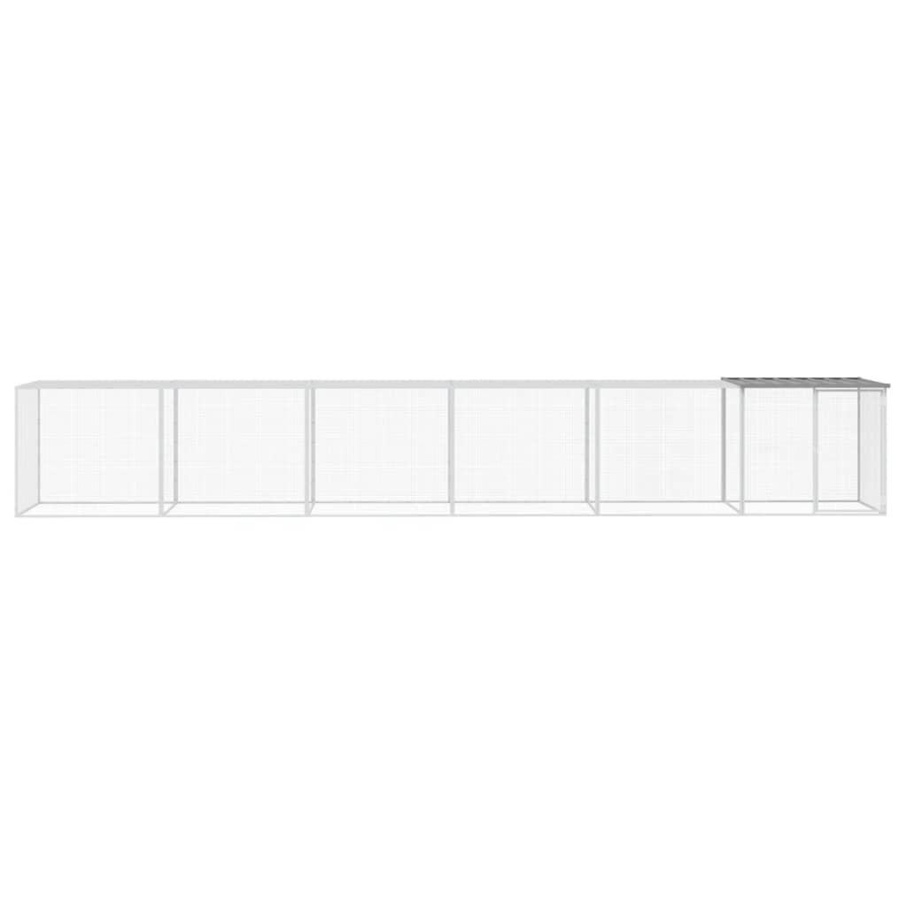 VidaXL Kippenhok met dak 603x98x90 cm gegalvaniseerd staal lichtgrijs