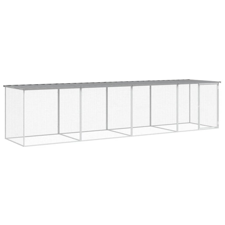 VidaXL Kippenhok met dak 403x98x90 cm gegalvaniseerd staal lichtgrijs