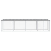 VidaXL Kippenhok met dak 403x98x90 cm gegalvaniseerd staal lichtgrijs - afbeelding 3