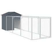 VidaXL Hondenhok met dak 117x405x123 cm gegalvaniseerd staal antraciet - afbeelding 2