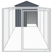 VidaXL Hondenhok met dak 117x405x123 cm gegalvaniseerd staal antraciet - afbeelding 3