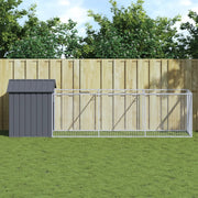 VidaXL Hondenhok met dak 117x405x123 cm gegalvaniseerd staal antraciet - afbeelding 1