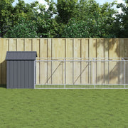 VidaXL Hondenhok met dak 117x609x123 cm gegalvaniseerd staal antraciet - afbeelding 1