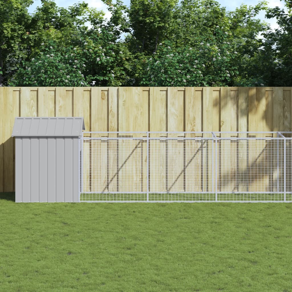 VidaXL Hondenhok met dak 117x1017x123 cm staal lichtgrijs