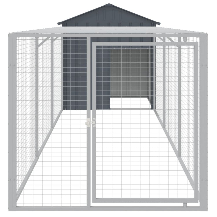 VidaXL Kippenhok met ren 117x405x123 cm gegalvaniseerd staal antraciet