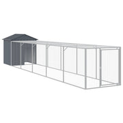 VidaXL Kippenhok met ren 117x609x123 cm gegalvaniseerd staal antraciet - afbeelding 2