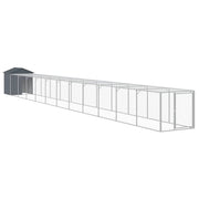VidaXL Kippenhok met ren 117x1221x123 cm staal antracietkleurig - afbeelding 2