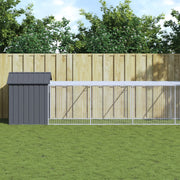 VidaXL Kippenhok met ren 117x1221x123 cm staal antracietkleurig - afbeelding 1