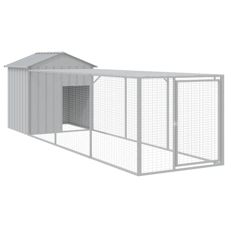 VidaXL Kippenhok met ren 117x405x123 cm staal lichtgrijs