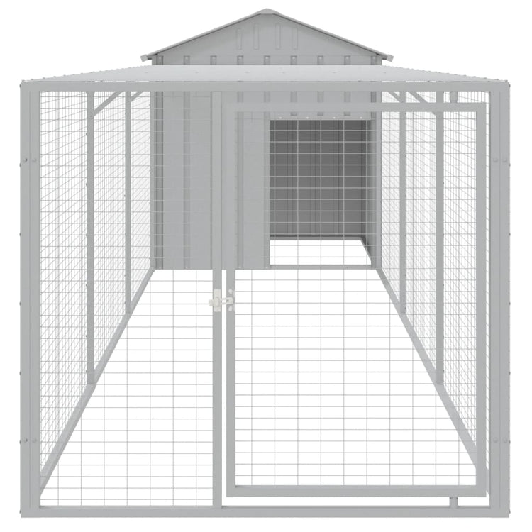 VidaXL Kippenhok met ren 117x405x123 cm staal lichtgrijs