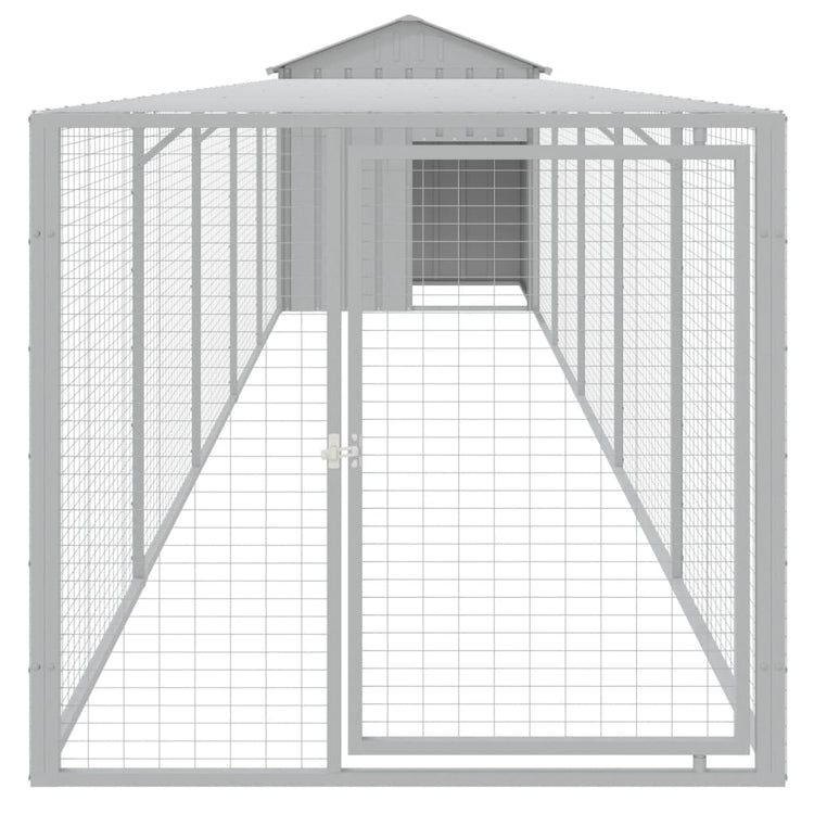 VidaXL Kippenhok met ren 117x609x123 cm staal lichtgrijs
