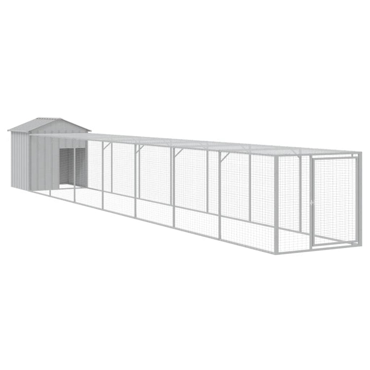 VidaXL Kippenhok met ren 117x813x123 cm staal lichtgrijs