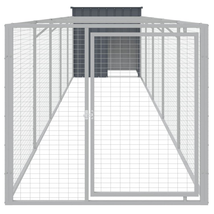 VidaXL Hondenhok met ren 110x609x110 cm gegalvaniseerd staal antraciet