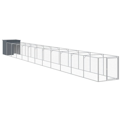 VidaXL Hondenhok met ren 110x1221x110 cm staal antracietkleurig