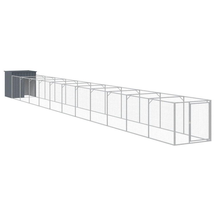 VidaXL Hondenhok met ren 110x1221x110 cm staal antracietkleurig