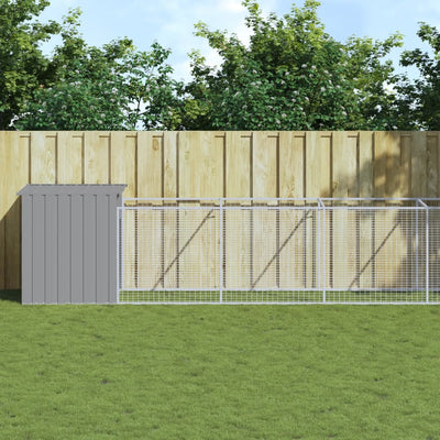 VidaXL Hondenhok met ren 110x1017x110 cm staal lichtgrijs