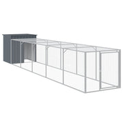 VidaXL Kippenhok met ren 110x609x110 cm gegalvaniseerd staal antraciet - afbeelding 2
