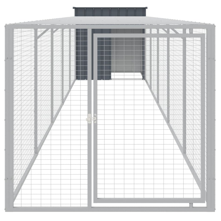 VidaXL Kippenhok met ren 110x609x110 cm gegalvaniseerd staal antraciet