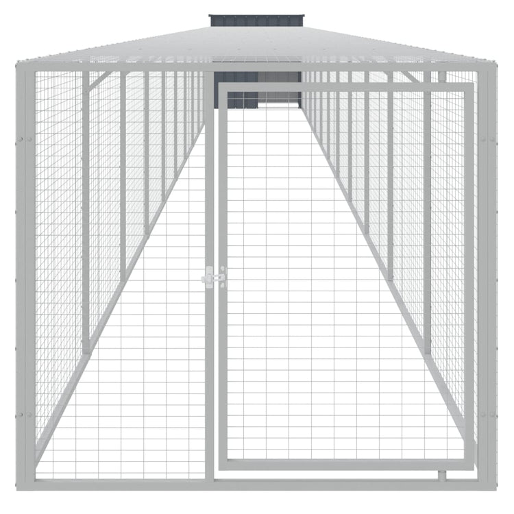 VidaXL Kippenhok met ren 110x1221x110 cm staal antracietkleurig
