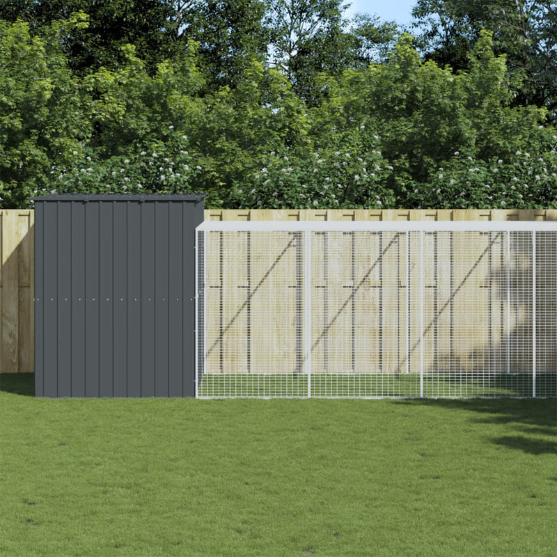 VidaXL Hondenhok met ren 214x1273x181 cm staal antraciet
