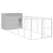 VidaXL Hondenhok met ren 214x661x181 cm staal lichtgrijs - afbeelding 2