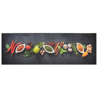 Vidaxl keukenmat wasbaar kruidenprint 60x180 cm fluweel