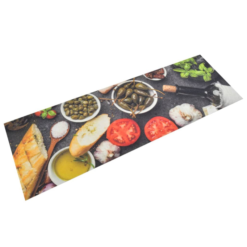 Vidaxl keukenmat wasbaar wijn- en dinerprint 60x180 cm fluweel