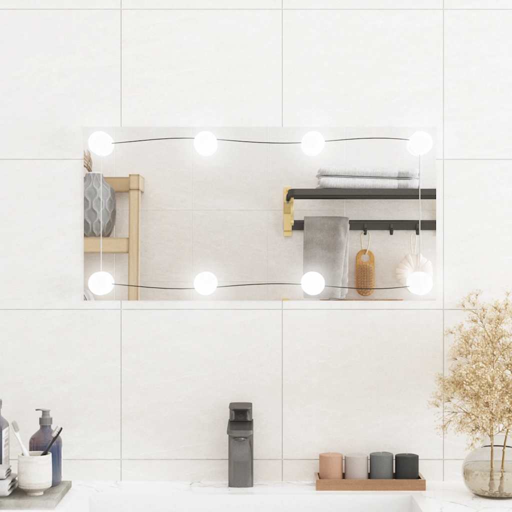 Vidaxl wandspiegel met led's rechthoekig 30x60 cm glas