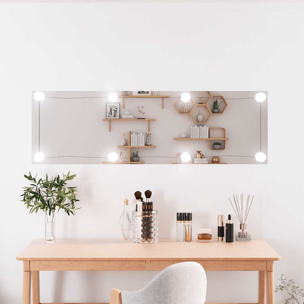 Vidaxl wandspiegel met led's rechthoekig 30x100 cm glas