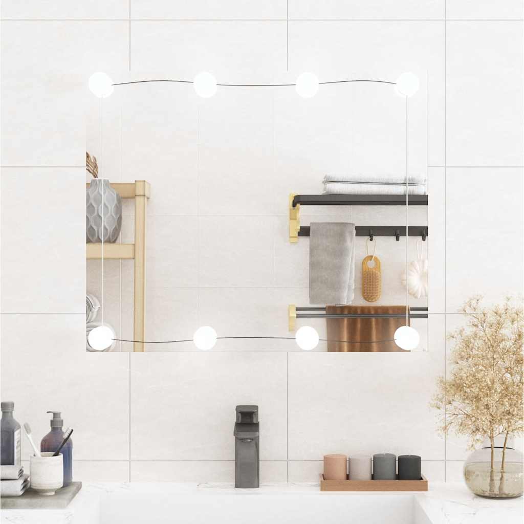 Vidaxl wandspiegel met led's rechthoekig 50x60 cm glas