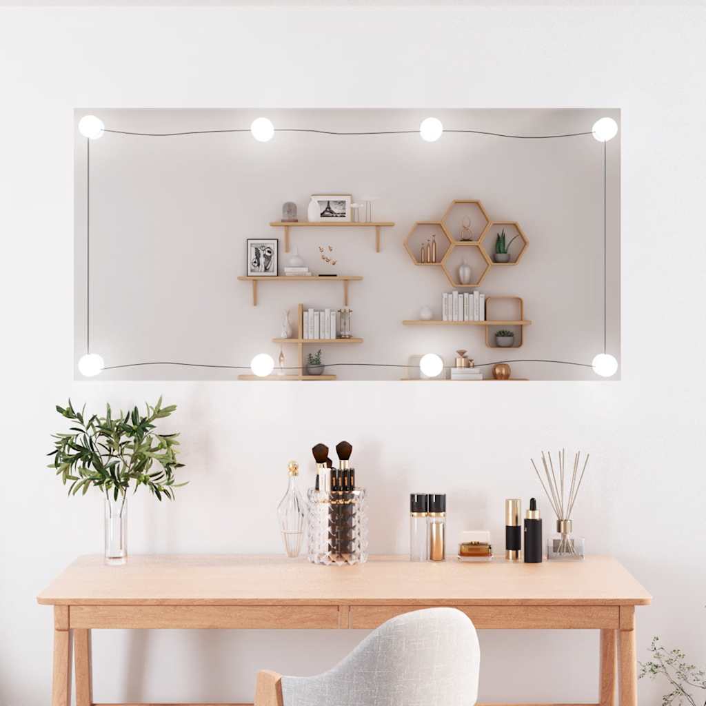Vidaxl wandspiegel met led's rechthoekig 50x100 cm glas