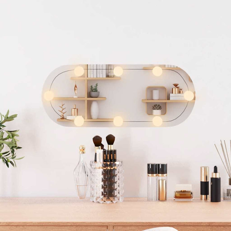 Vidaxl wandspiegel met led's ovaal 20x50 cm glas