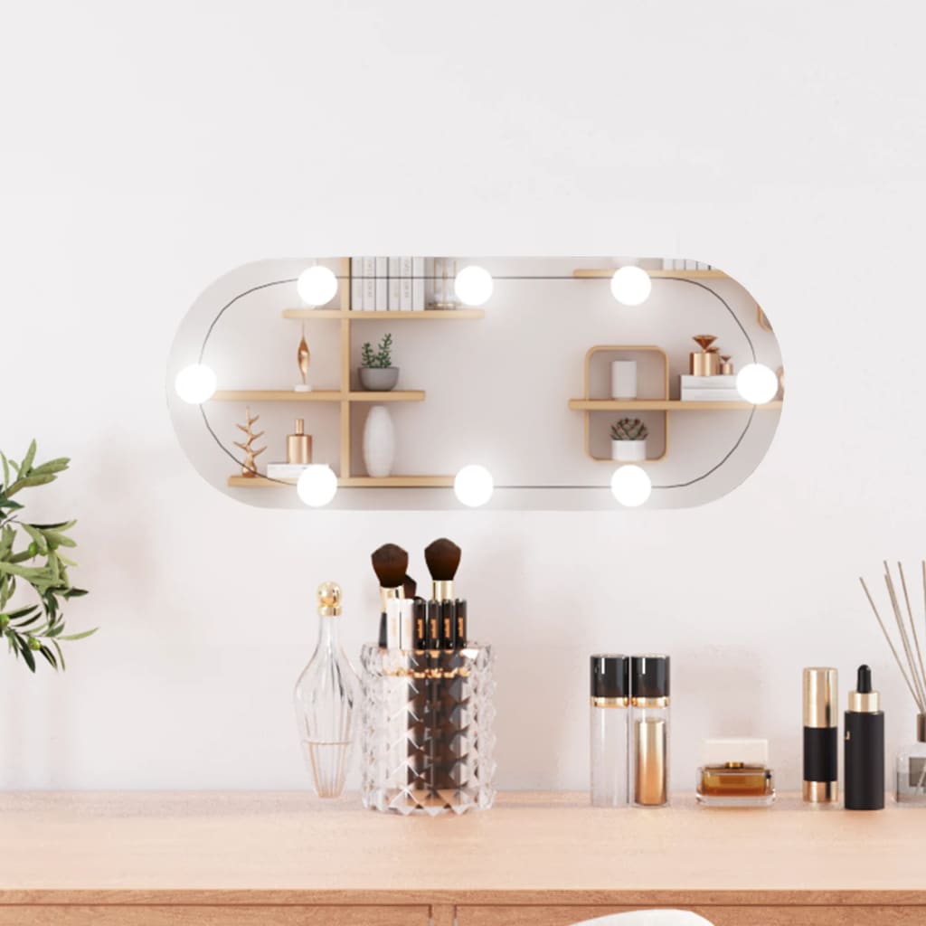 Vidaxl wandspiegel met led's ovaal 20x50 cm glas