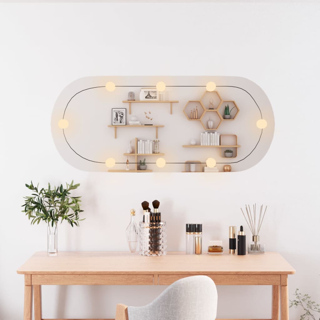 Vidaxl wandspiegel met led's ovaal 25x60 cm glas