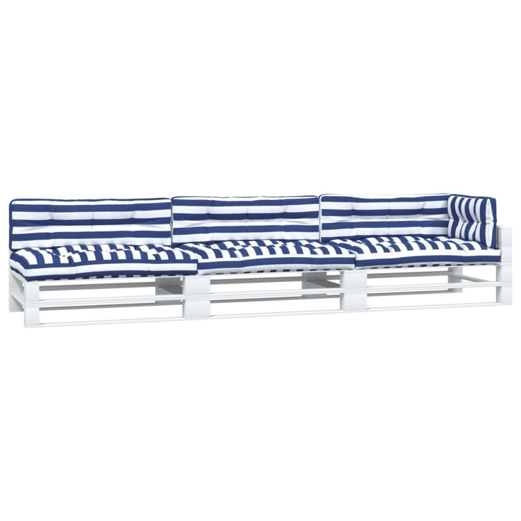 VidaXL Palletkussens 7 st stof gestreept wit en blauw