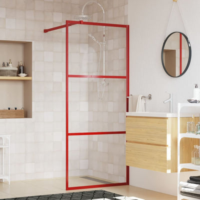 Vidaxl inloopdouchewand transparant 80x195 cm esg-glas rood