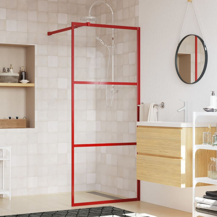Vidaxl inloopdouchewand transparant 80x195 cm esg-glas rood