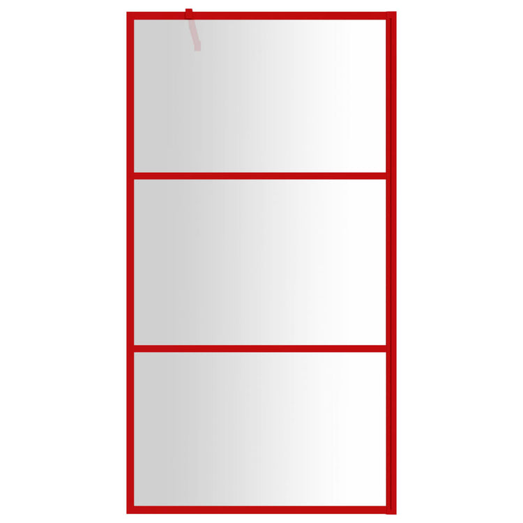 VidaXL Inloopdouchewand transparant 115x195 cm ESG-glas rood