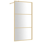 VidaXL Inloopdouchewand transparant 115x195 cm ESG-glas goudkleurig - afbeelding 2